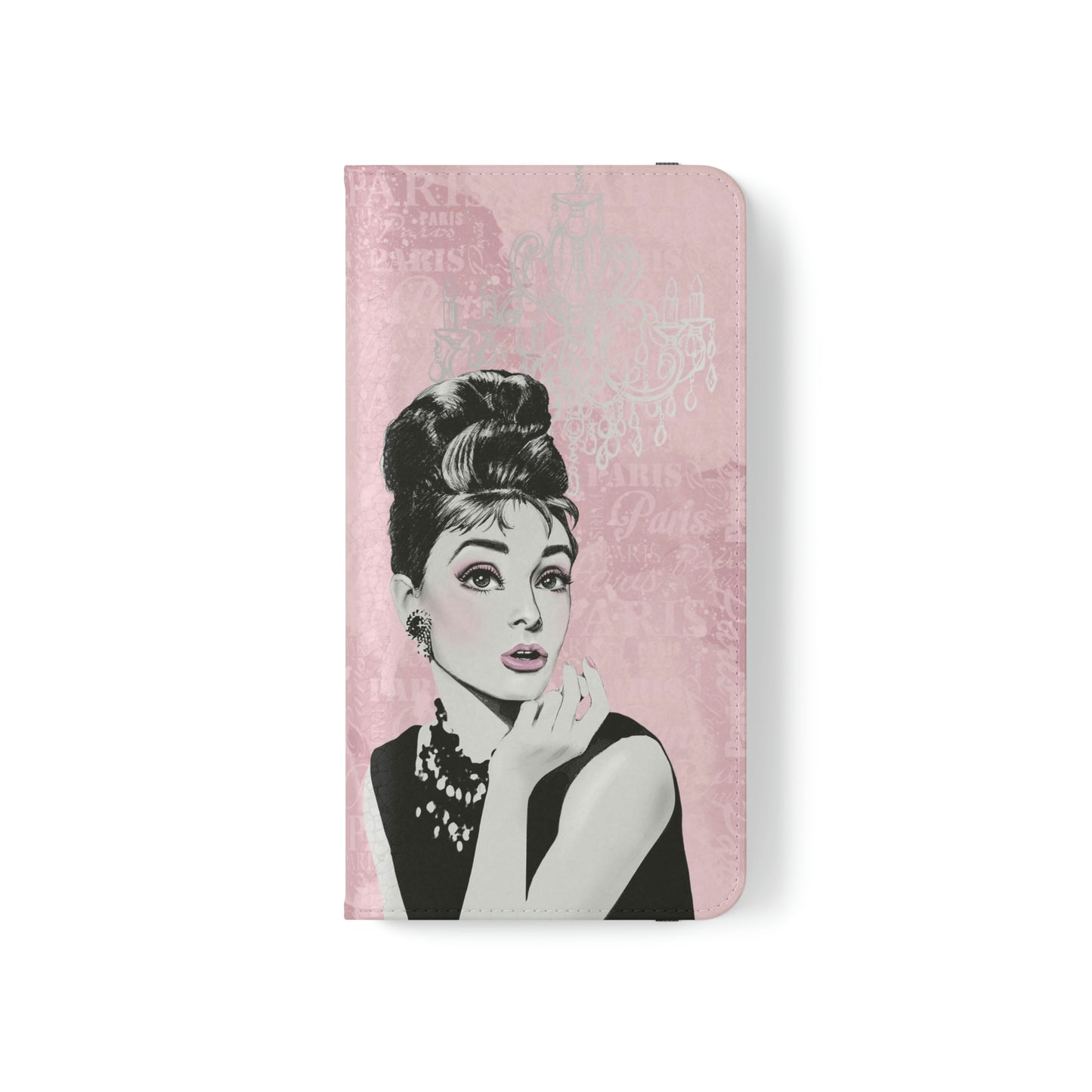 Audrey Hepburn Phone Case, Pink Paris Folio Phone Case, Paris is Always a Good Idea Smart Phone Folding Case