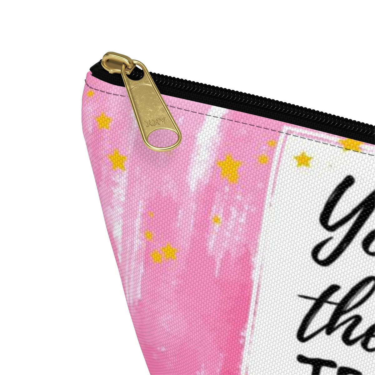 You are the Best Teacher Cosmetic Pouch w T-bottom, Accessory Pouch, Pink with Gold Stars