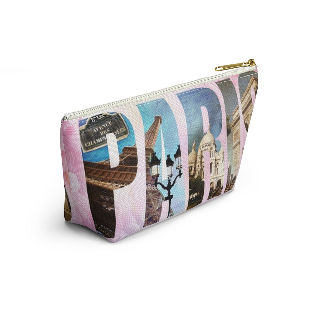 Paris Cosmetic Pouch w T-bottom, Accessory Pouch, Pink