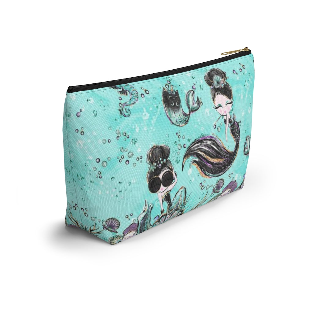 Audrey Hepburn Cosmetic Pouch w T-bottom, Accessory Pouch, Mermaid Mercat