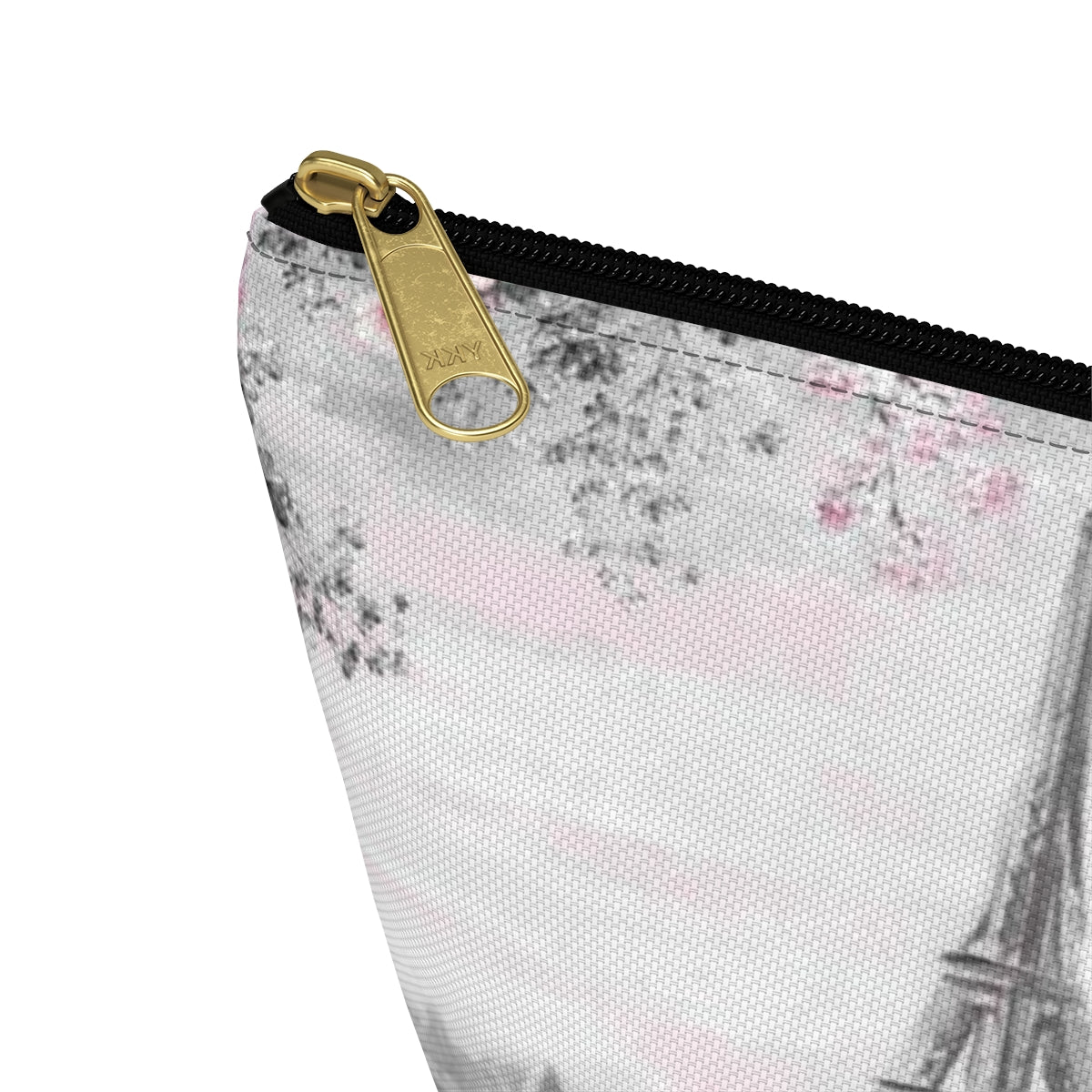 Eiffel Tower Cosmetic Pouch w T-bottom, Accessory Pouch, Pink Paris Rose