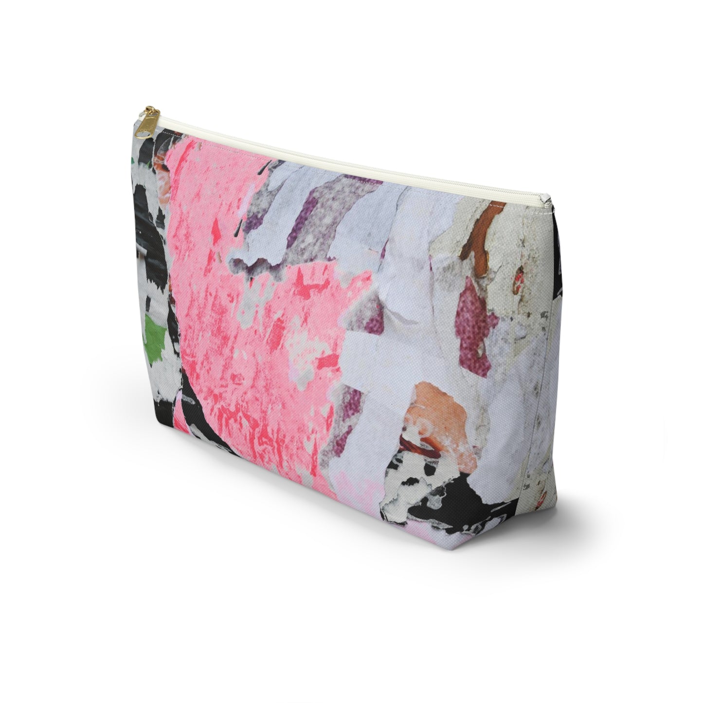 Urban Street Art Cosmetic Pouch w T-bottom, Accessory Pouch - Torn Poster Street Art Makeup Bag - Colormax Bag 6