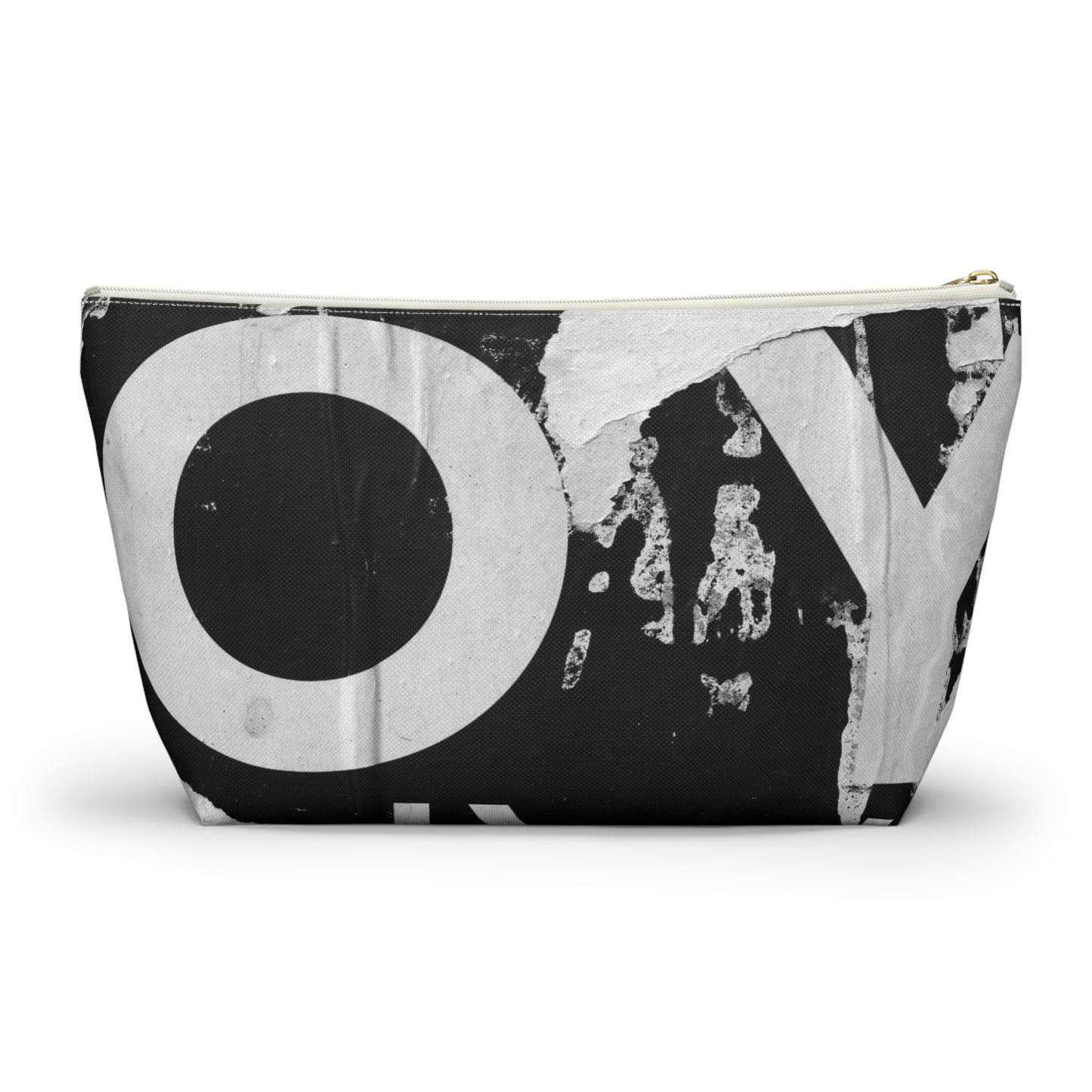 Urban Street Art Cosmetic Pouch w T-bottom, Accessory Pouch - Torn Poster Street Art Makeup Bag - Black and White YO Bag 15