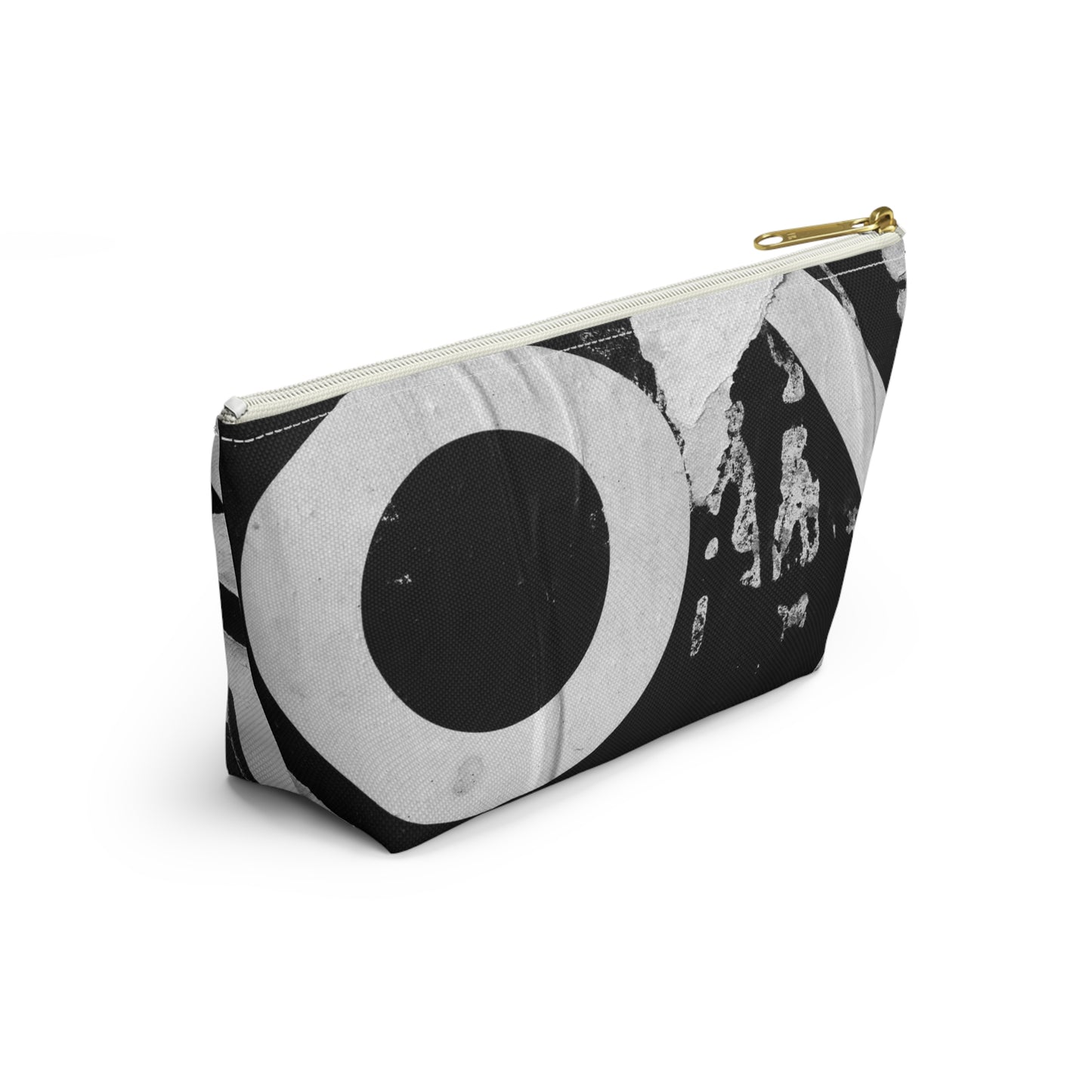 Urban Street Art Cosmetic Pouch w T-bottom, Accessory Pouch - Torn Poster Street Art Makeup Bag - Black and White YO Bag 15