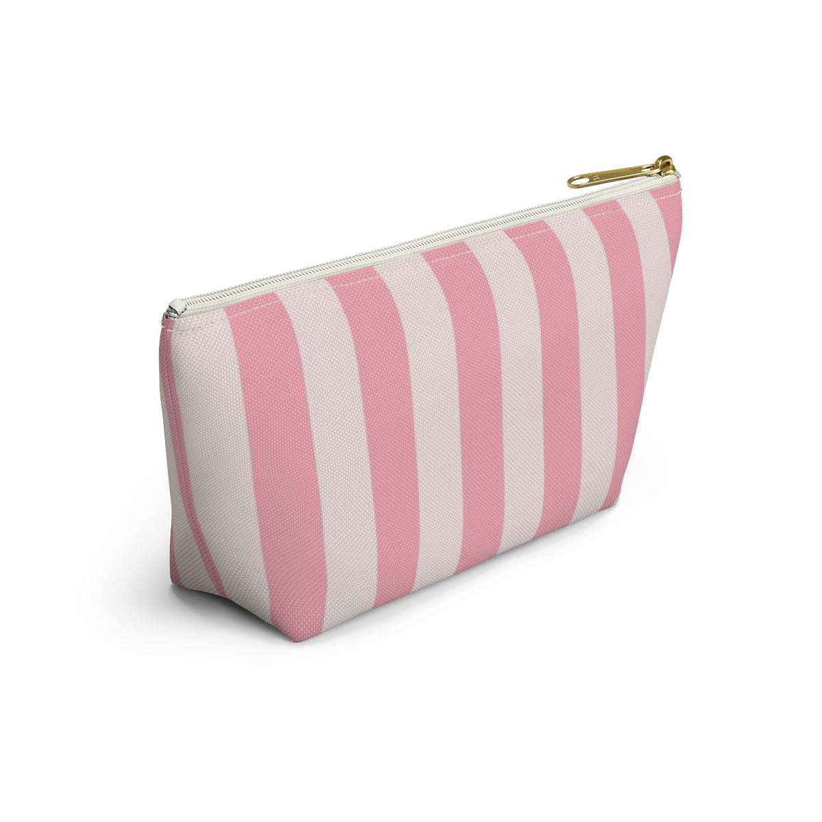 Personalized Secret Cosmetic Pouch w T-bottom, Accessory Pouch - Pink Stripe