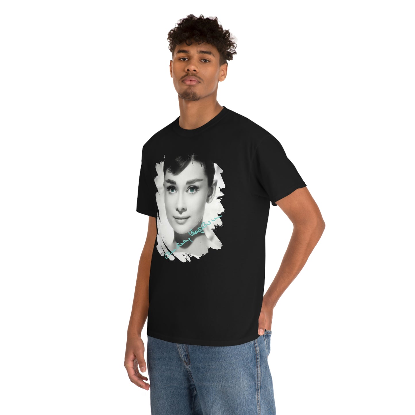 Black Audrey Hepburn Tee Shirt - Blue Eyes