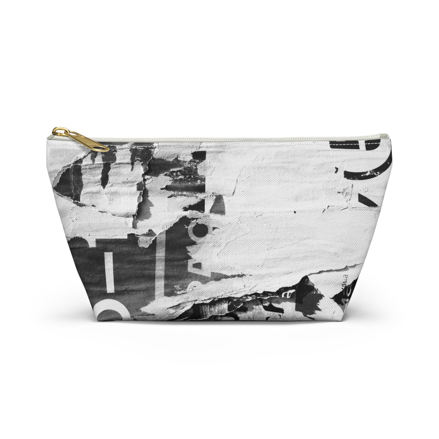 Urban Street Art Cosmetic Pouch w T-bottom, Accessory Pouch - Torn Poster Street Art Makeup Bag - Black and White Five Bag 22