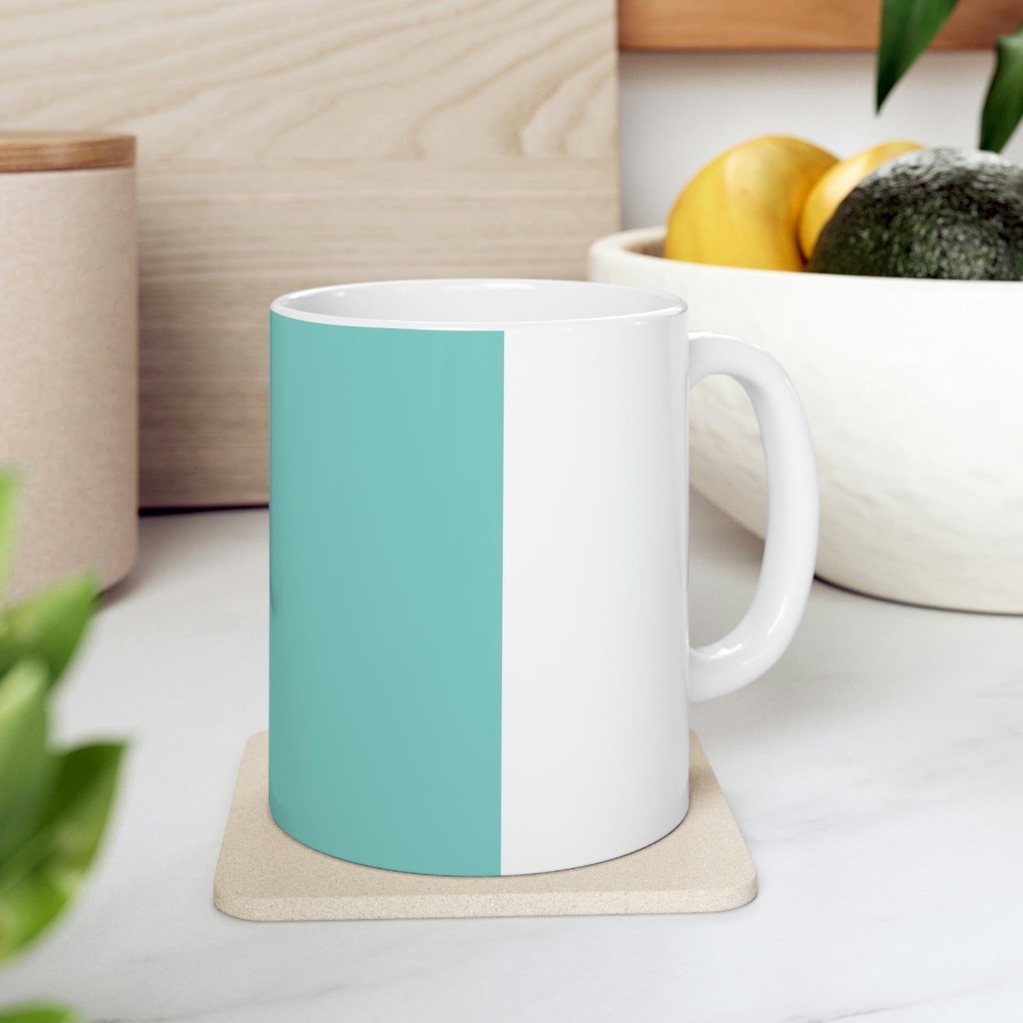 East West Color Block Mug - 11oz White Ceramic Mug - Breakfast at Tiffany Inspired Color Block