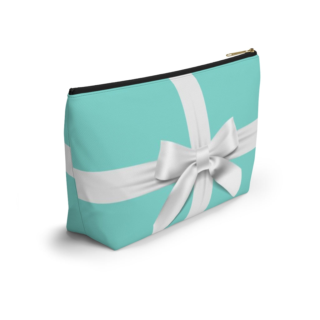 Little Blue Box Cosmetic Pouch w T-bottom, Accessory Pouch