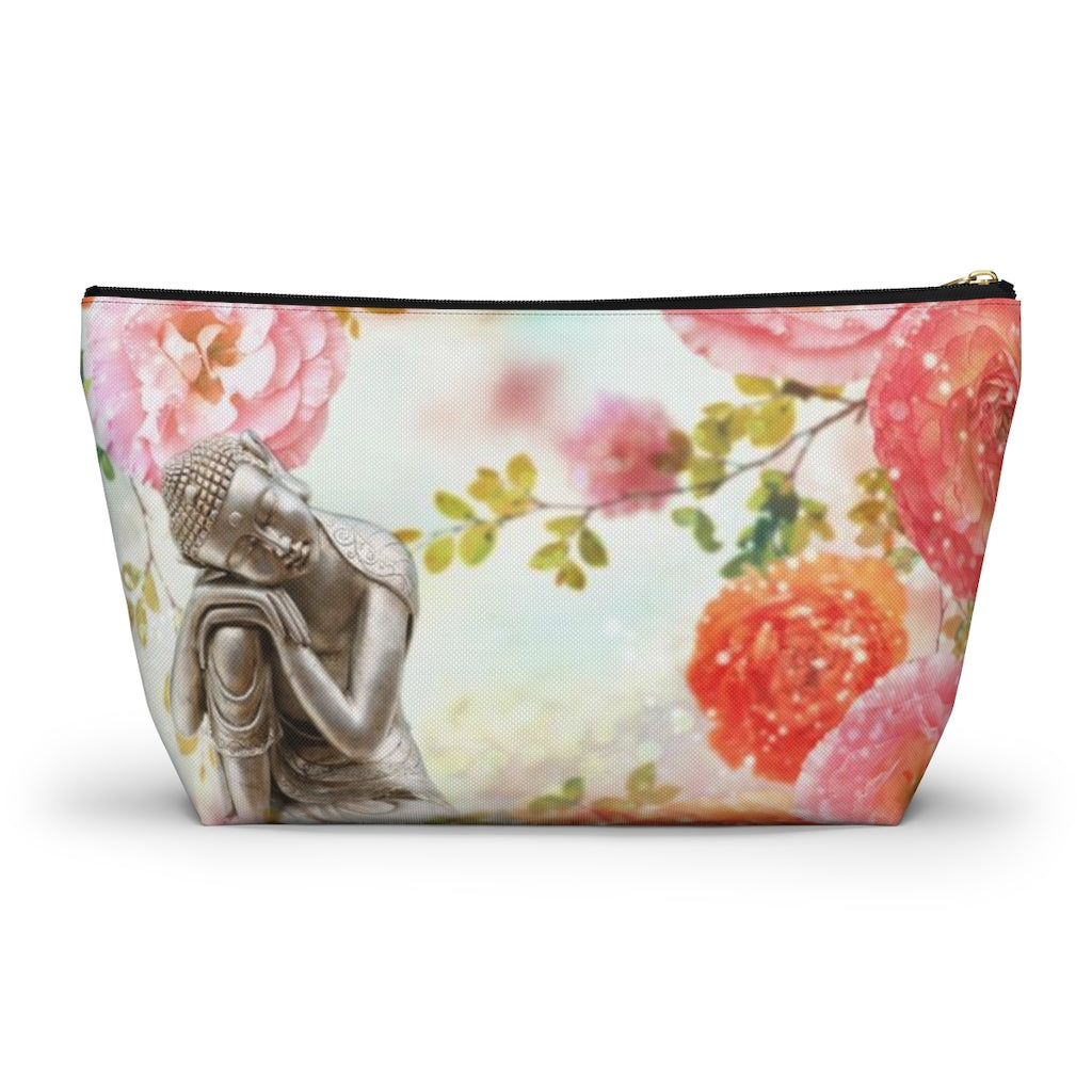 Buddha Cosmetic Pouch w T-bottom, Accessory Pouch, Rose