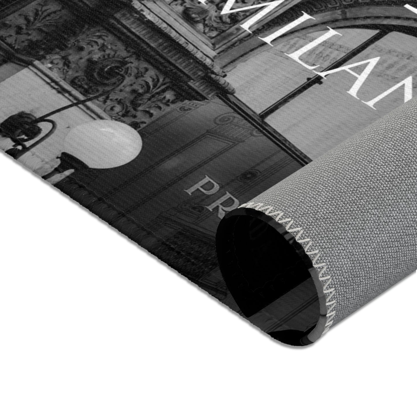 Prada Milan Shop Area Rug, Black and White Photography Rug - Custom Designer Area Rug