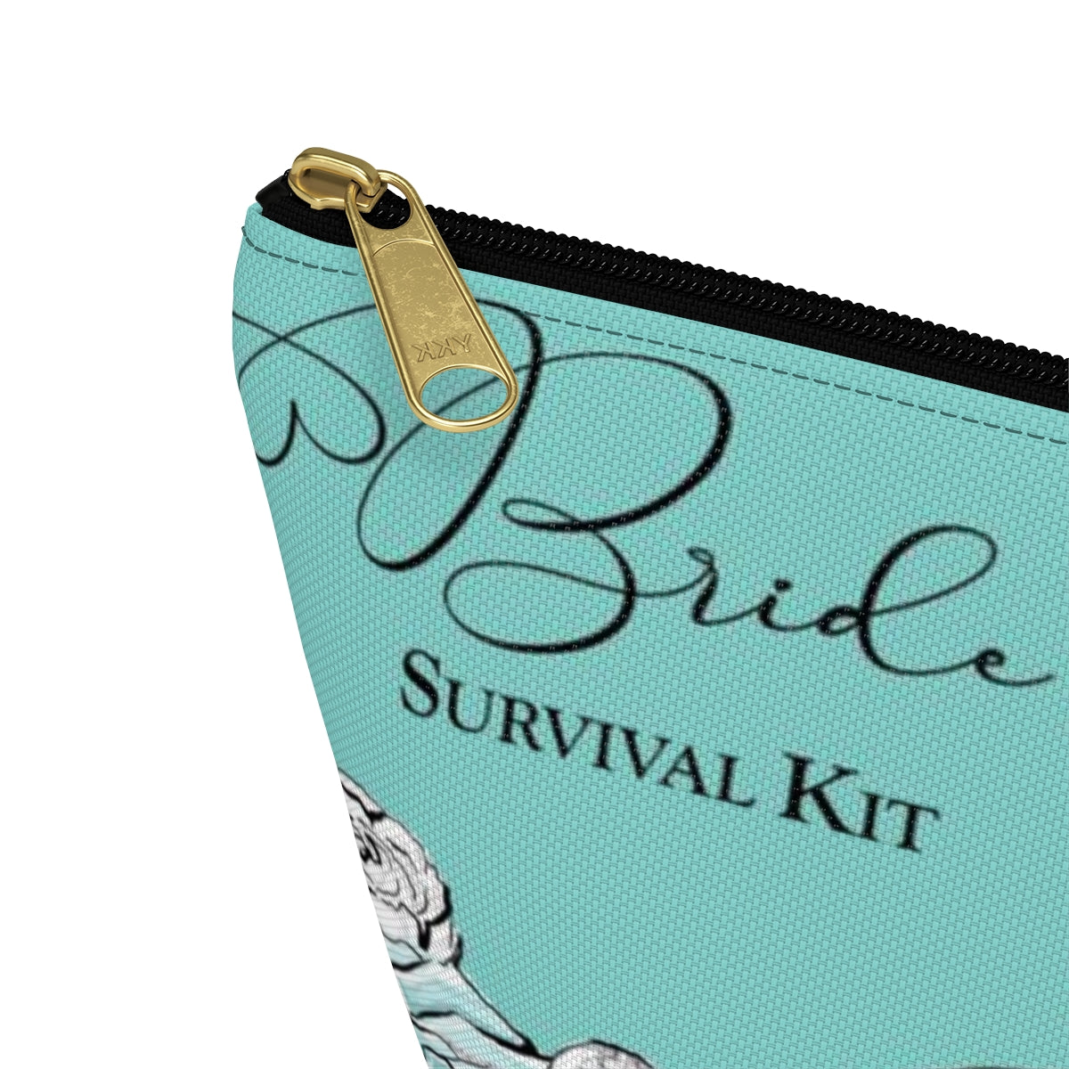 Brides Survival Kit Cosmetic Pouch w T-bottom, Accessory Pouch, Blue Green