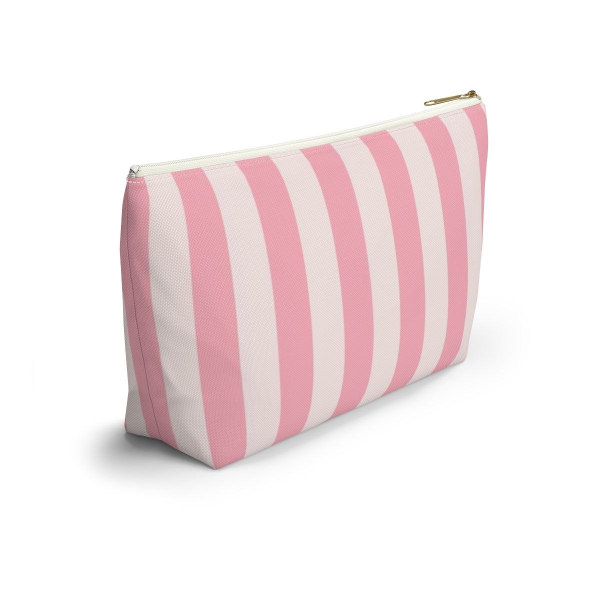 Personalized Secret Cosmetic Pouch w T-bottom, Accessory Pouch - Pink Stripe