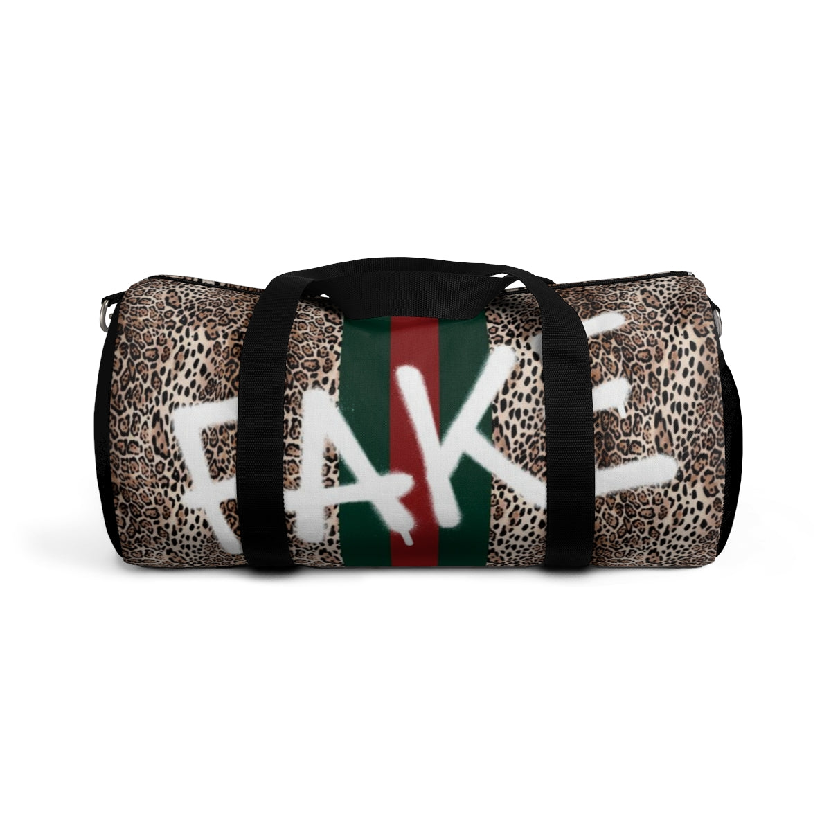 FAKE Fashion Inspired Duffel Bag - Leopard Red and Green Stripe