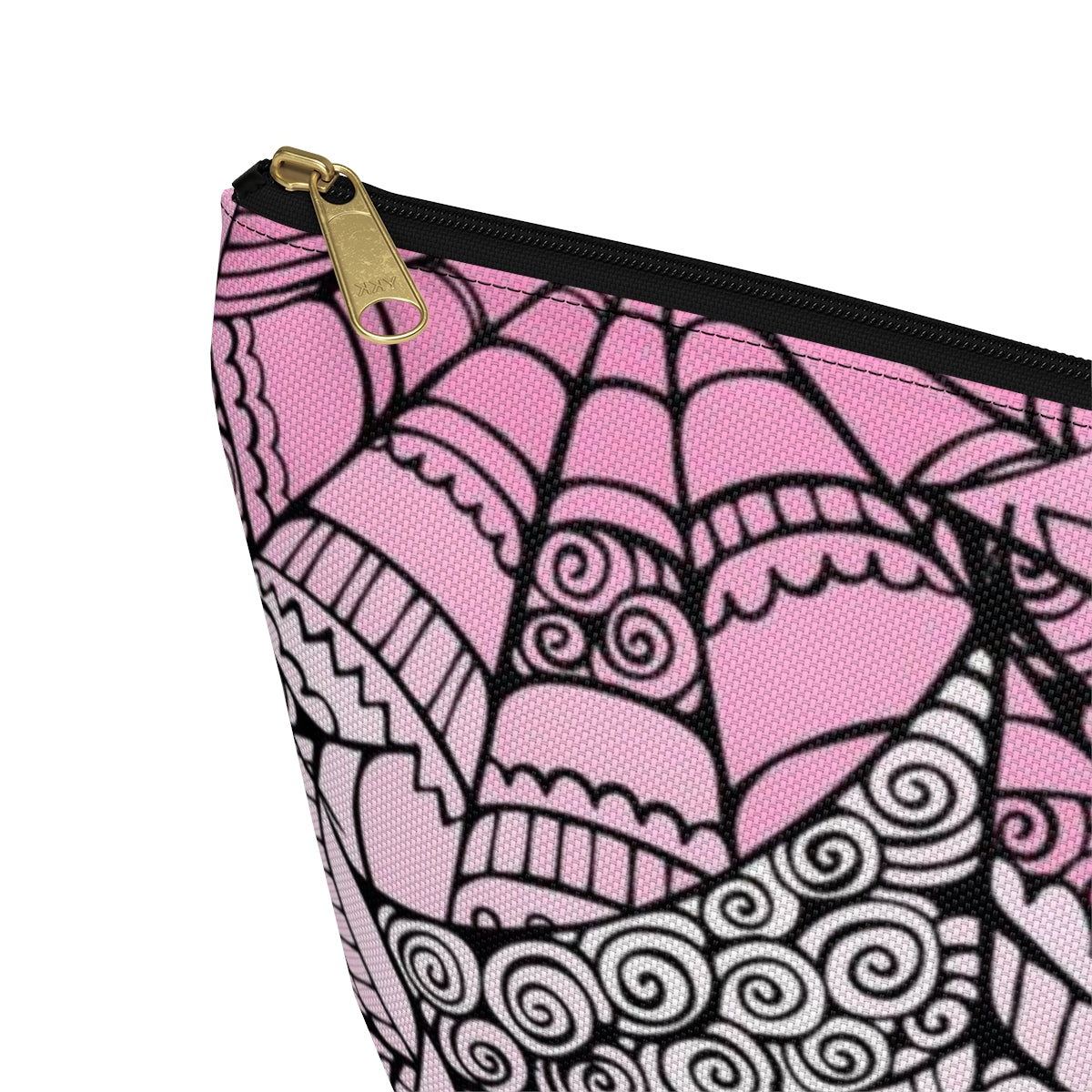 Curly Spiderweb Cosmetic Pouch w T-bottom, Accessory Pouch - Pink Bubblegum Goth Spider Web